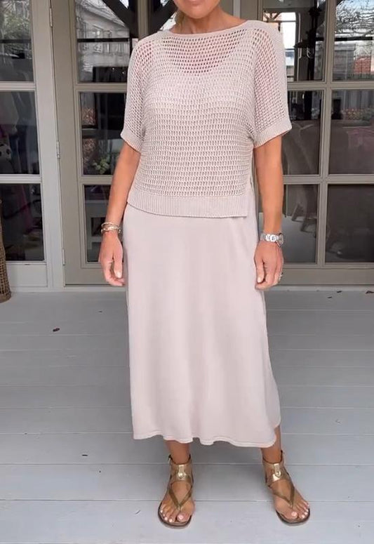 Conjunto de vestido con blusa ligera para mujer, estilo casual y moderno – ELIORA