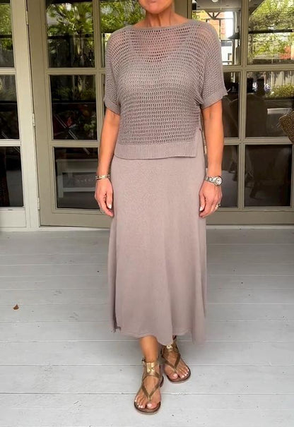 Conjunto de vestido con blusa ligera para mujer, estilo casual y moderno – ELIORA