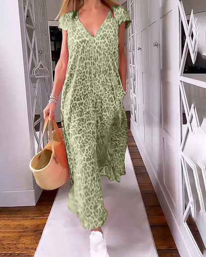 Vestido veraniego con escote en V y estampado alegre para mujer – LYRÉA