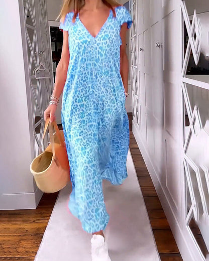 Vestido veraniego con escote en V y estampado alegre para mujer – LYRÉA