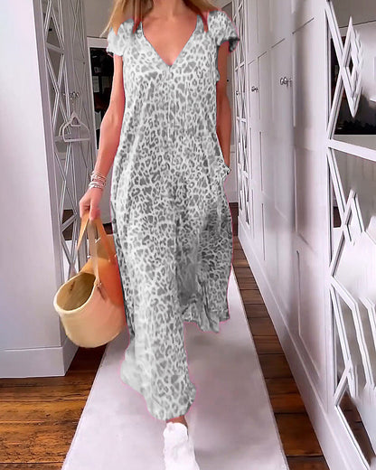 Vestido veraniego con escote en V y estampado alegre para mujer – LYRÉA