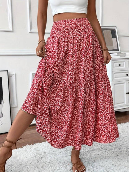 Falda larga boho con estampado floral y vuelo ligero – LIVARA