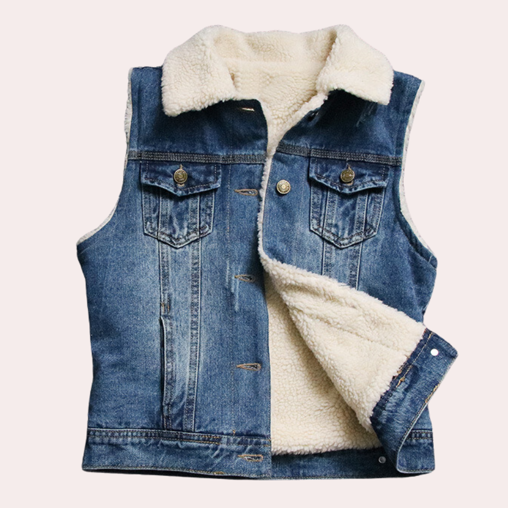 KALIS - Chaleco vaquero sin mangas para mujer