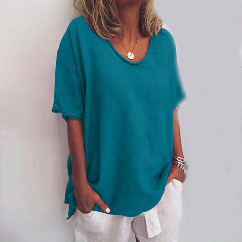 Top básico fluido de mujer con cuello redondo – MAYA