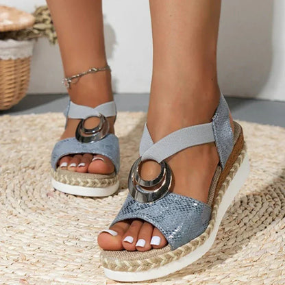 Sandalias de cuña con estampado de serpiente – SERPINA