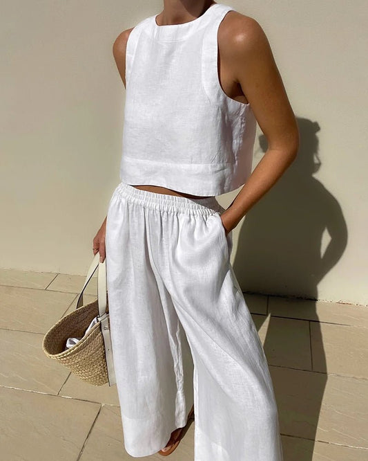 Conjunto veraniego de top corto y pantalón de talle alto – VÉRA