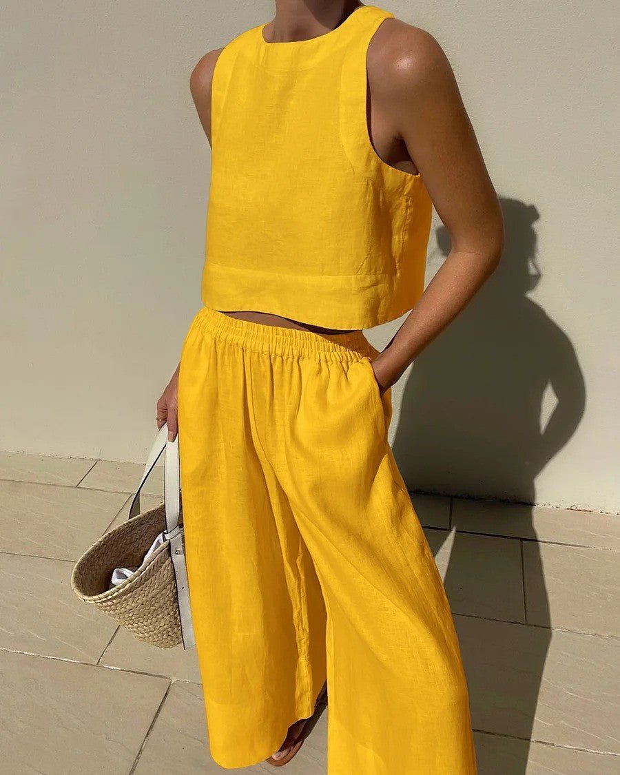 Conjunto veraniego de top corto y pantalón de talle alto – VÉRA