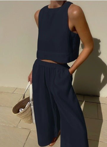 Conjunto veraniego de top corto y pantalón de talle alto – VÉRA