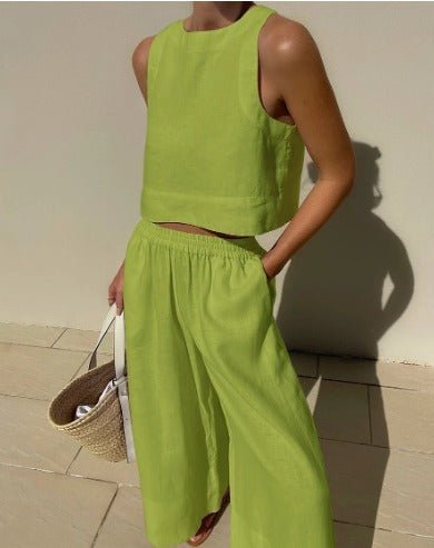 Conjunto veraniego de top corto y pantalón de talle alto – VÉRA