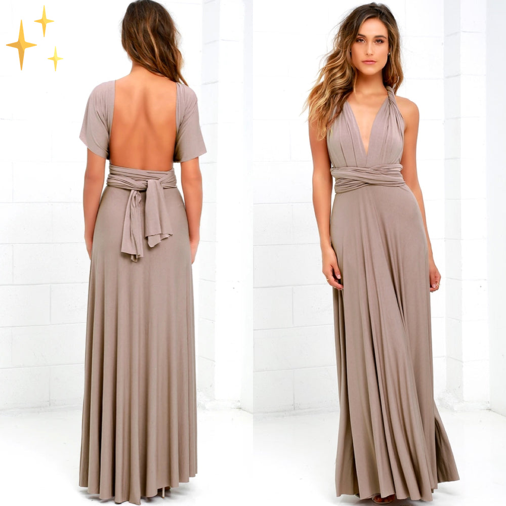 Vestido largo cruzado con espalda descubierta para mujer – AUREA