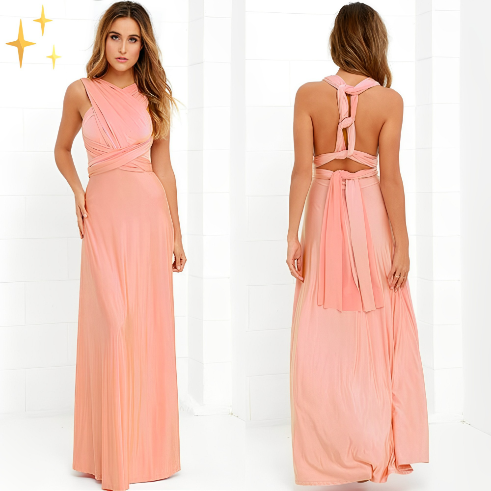 Vestido largo cruzado con espalda descubierta para mujer – AUREA