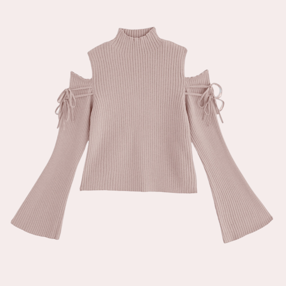 Jersey de punto canalé con diseño de hombros descubiertos – ZAYRA