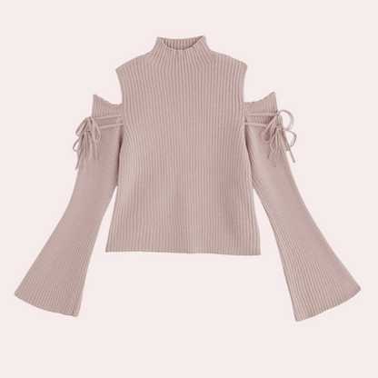 Jersey de punto canalé con diseño de hombros descubiertos – ZAYRA