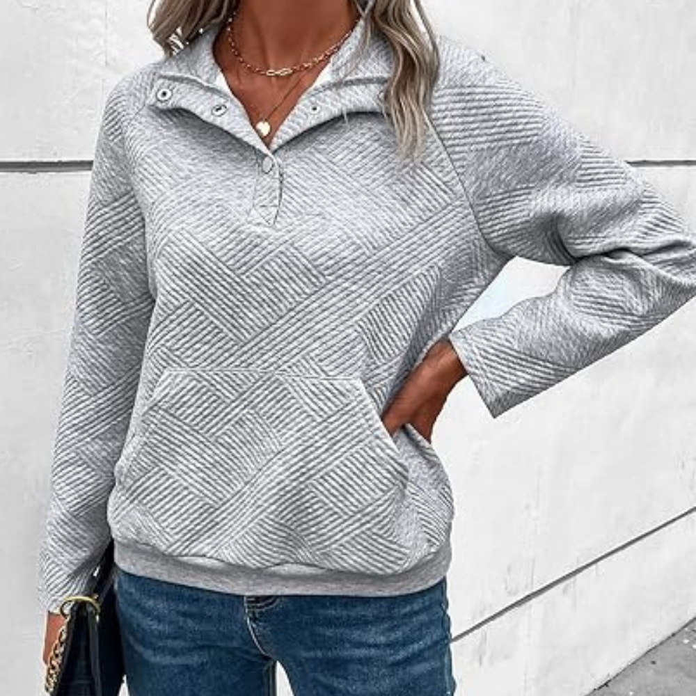 LIA - Sudadera casual con cuello para mujer