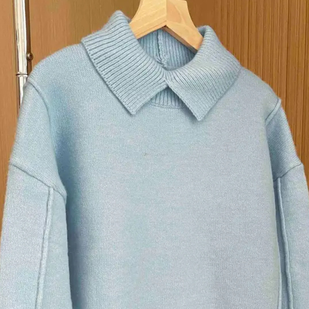 NOA - Jersey de punto para mujer con cuello alto y solapa