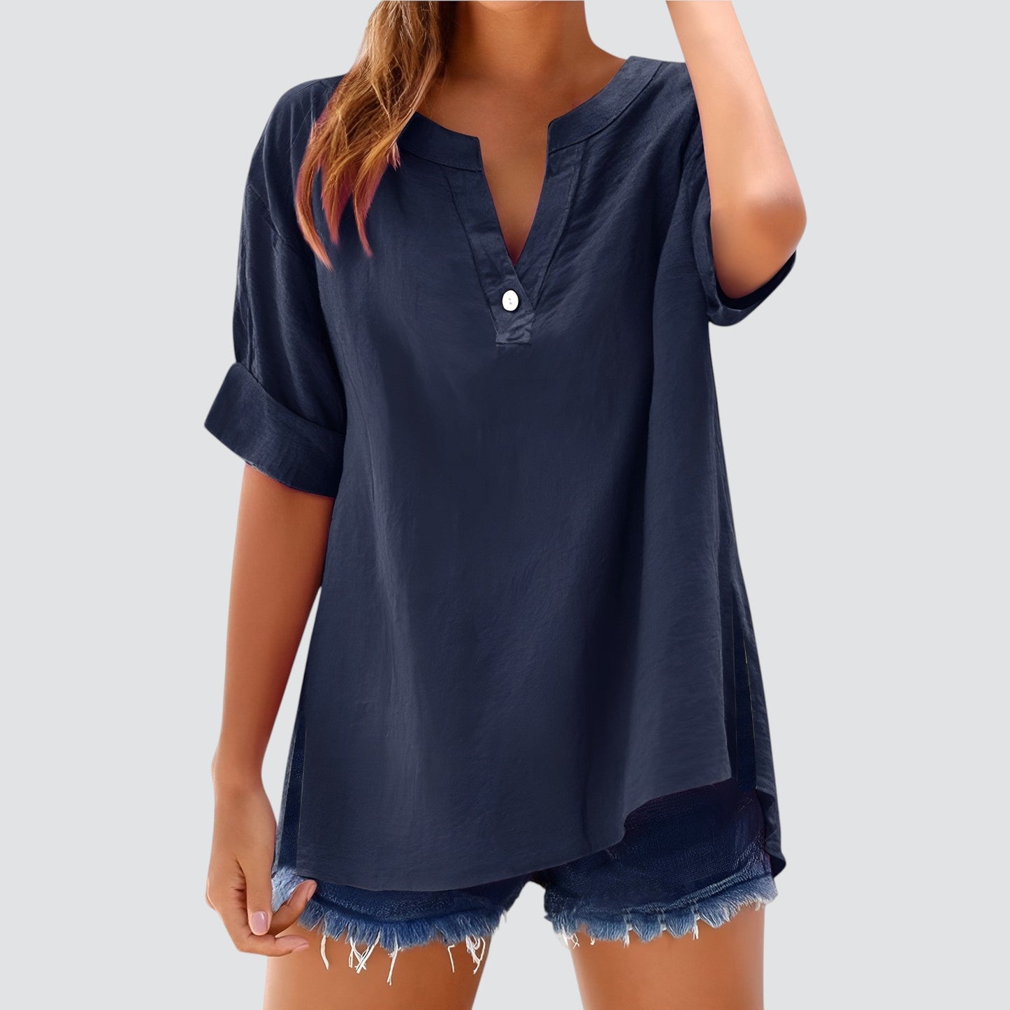 Túnica holgada de mujer con escote en V – MIRETTE