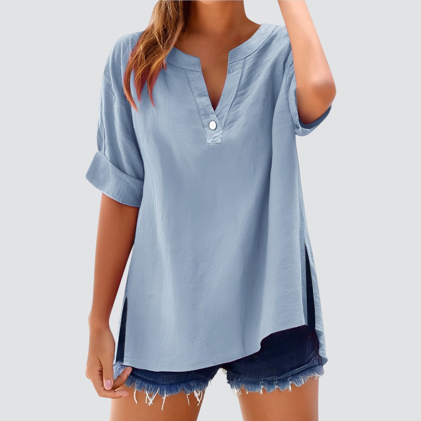 Túnica holgada de mujer con escote en V – MIRETTE