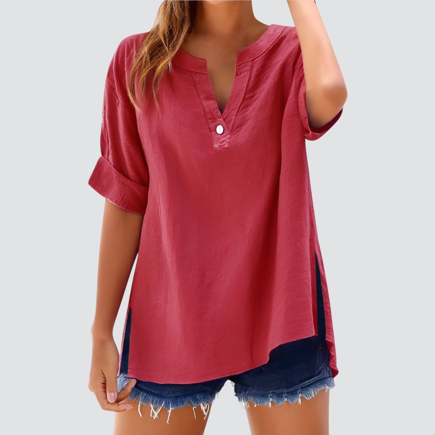 Túnica holgada de mujer con escote en V – MIRETTE