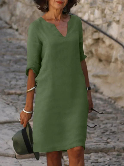 Vestido elegante con escote en V para invitada de boda – JOSETTE GRACE