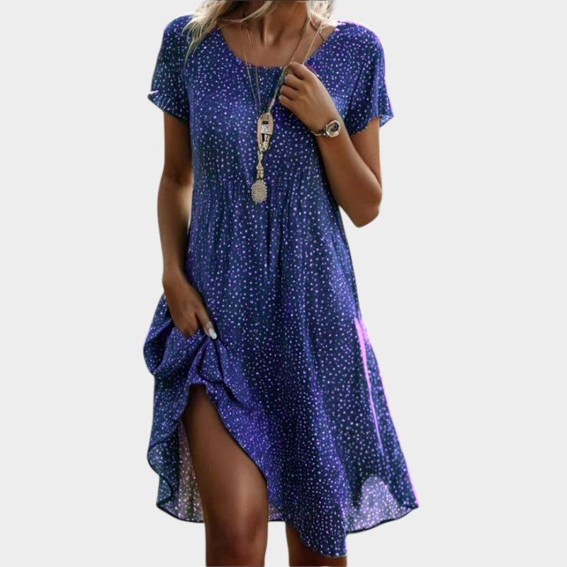 Vestido suelto fluido con escote en pico y manga ligera – MAELIA SOFT
