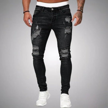 BRETON - Vaqueros slim fit para hombre con efecto desgastado