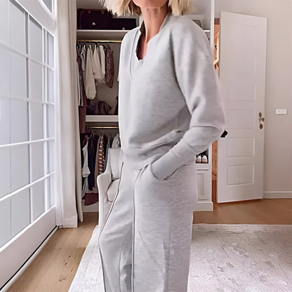 Conjunto casual de dos piezas con top y pantalón ancho – GEMESSA