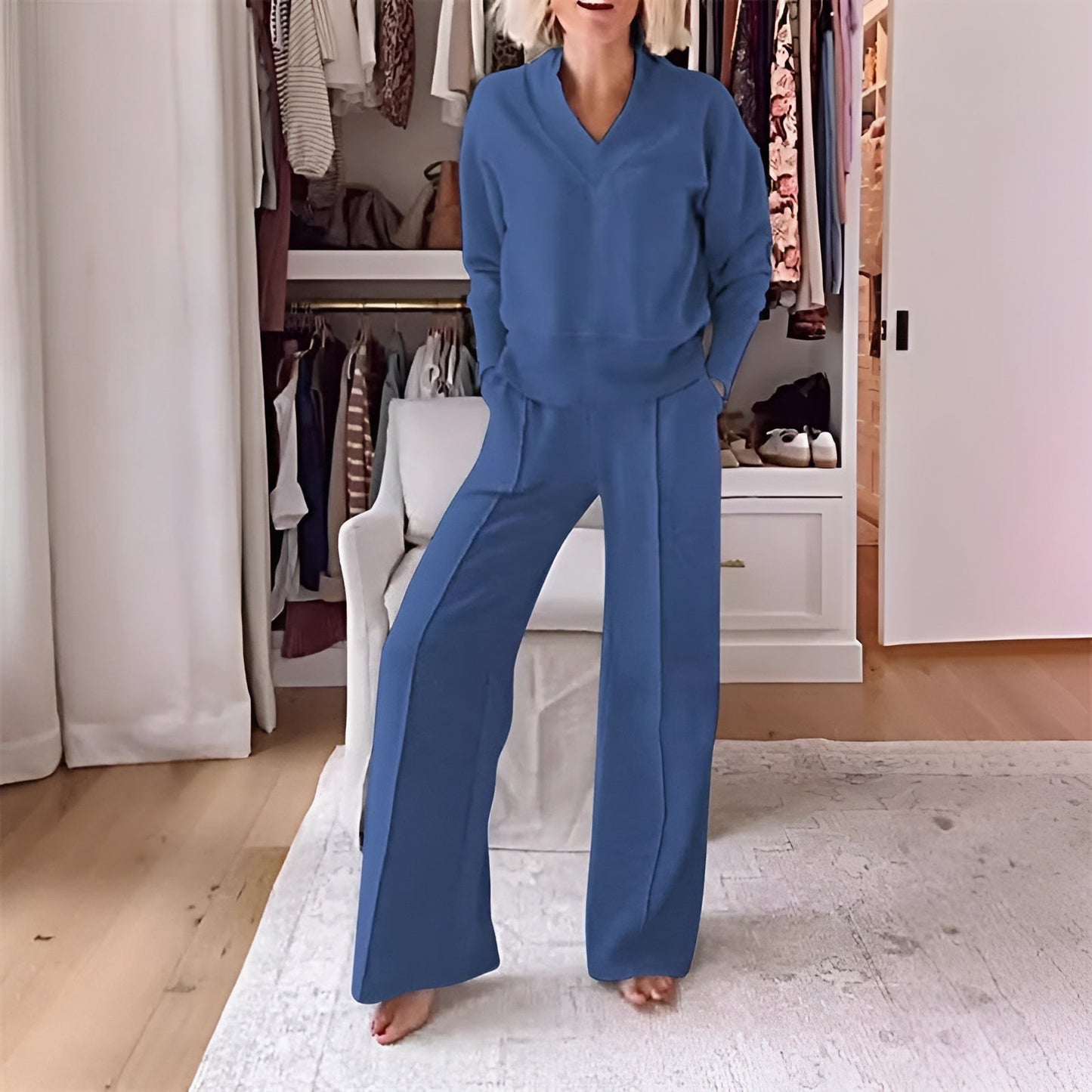 Conjunto casual de dos piezas con top y pantalón ancho – GEMESSA