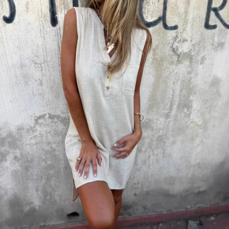 Vestido de verano con efecto lino y corte suelto – NOORA