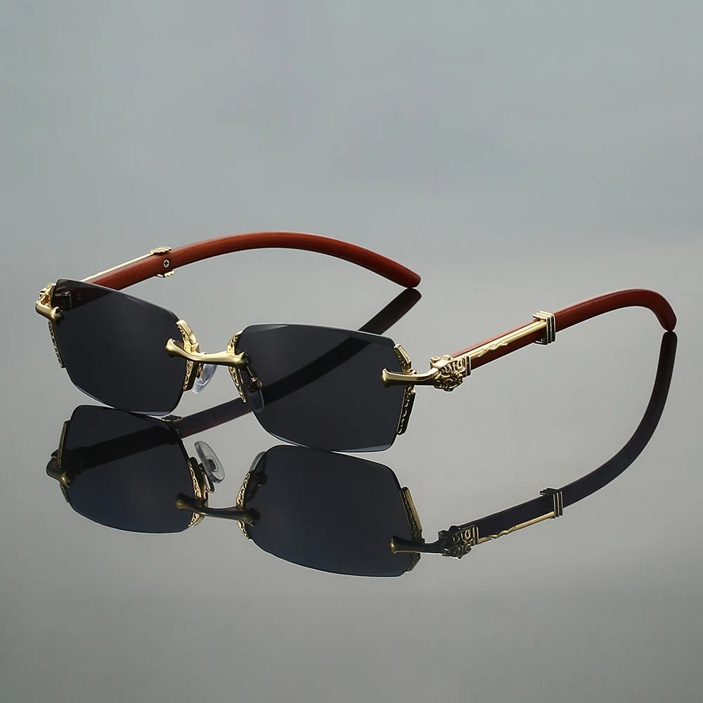 RAFAEL – Gafas de sol sin montura con varillas metálicas doradas y protección UV400