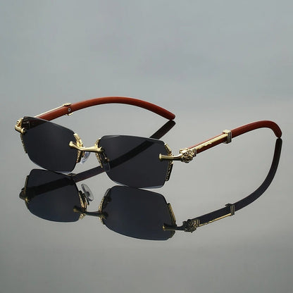RAFAEL – Gafas de sol sin montura con varillas metálicas doradas y protección UV400