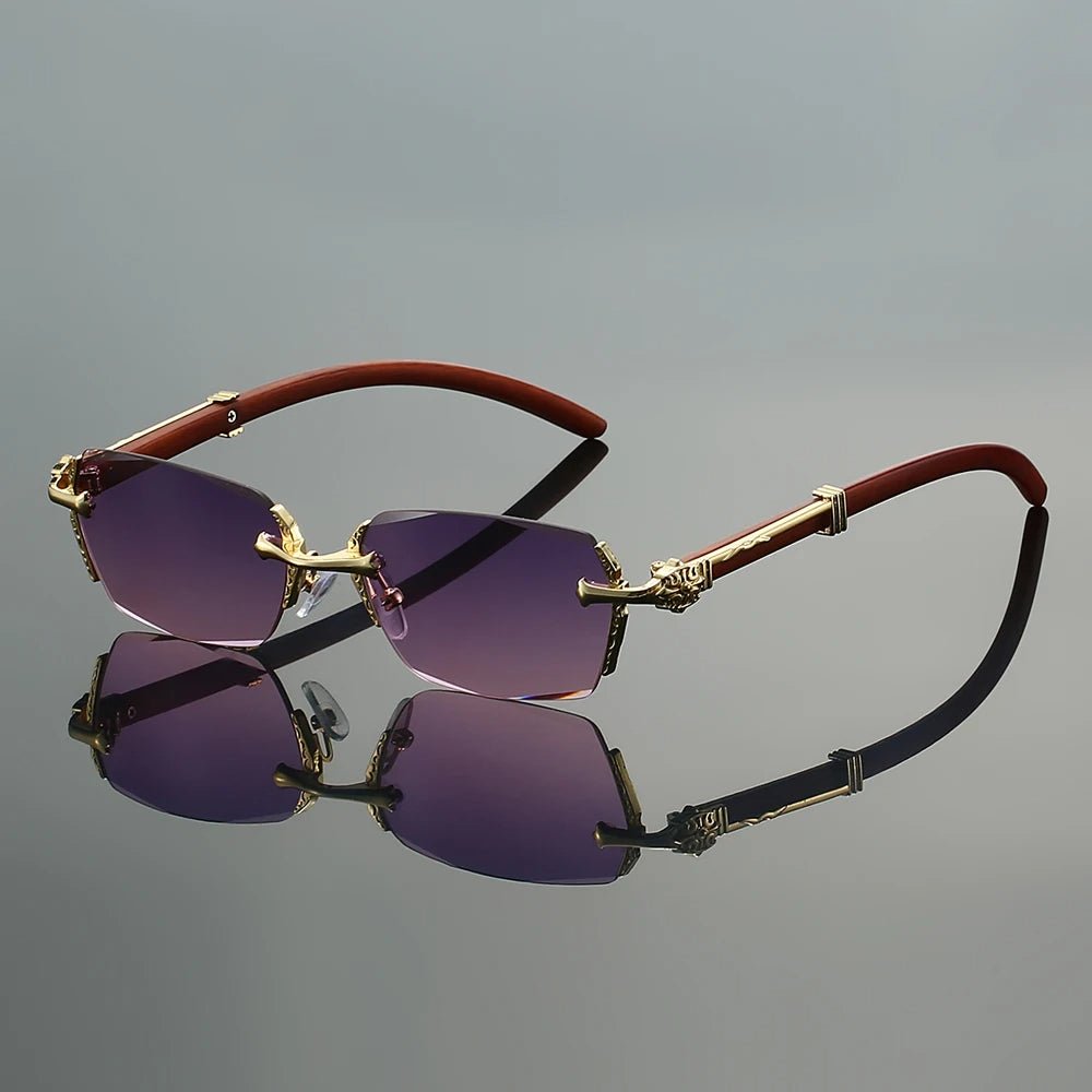 RAFAEL – Gafas de sol sin montura con varillas metálicas doradas y protección UV400