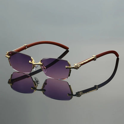 RAFAEL – Gafas de sol sin montura con varillas metálicas doradas y protección UV400