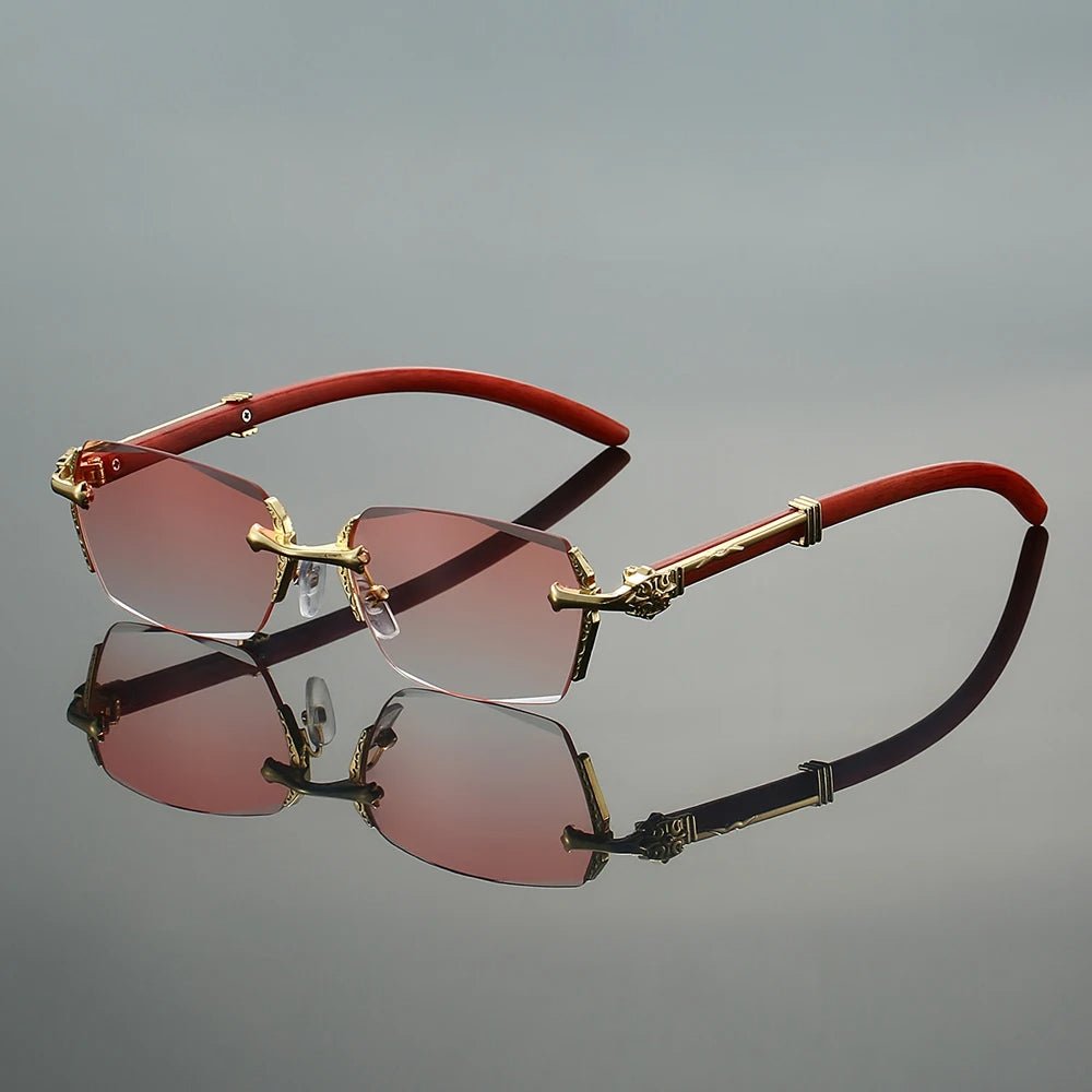 RAFAEL – Gafas de sol sin montura con varillas metálicas doradas y protección UV400