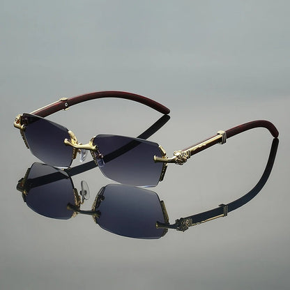 RAFAEL – Gafas de sol sin montura con varillas metálicas doradas y protección UV400