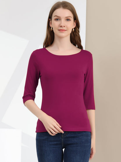 Camiseta de mujer con manga 3/4 y cuello redondo – LUNARA