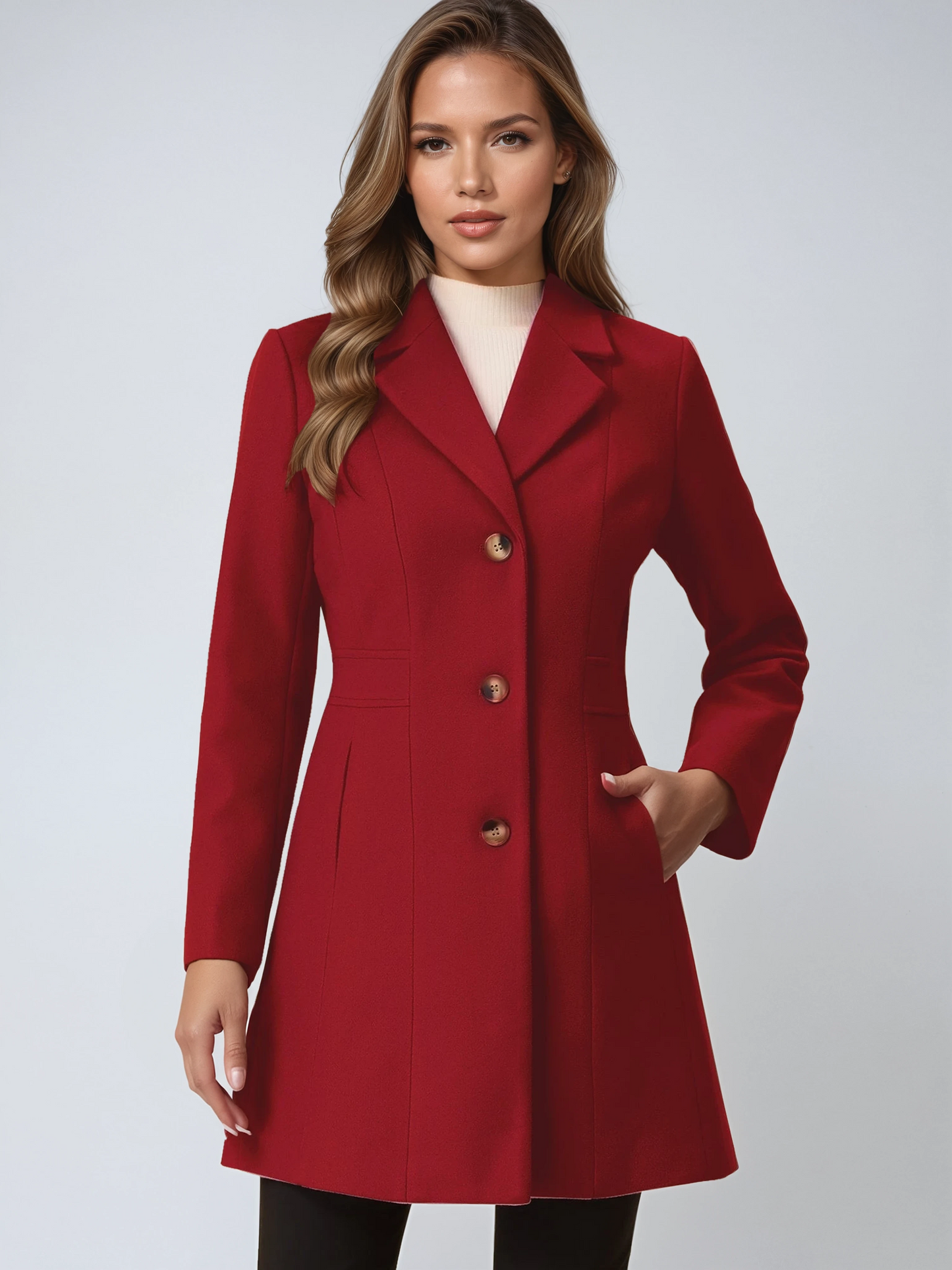 Abrigo largo de invierno para mujer con cierre de botones – ISABELÉA