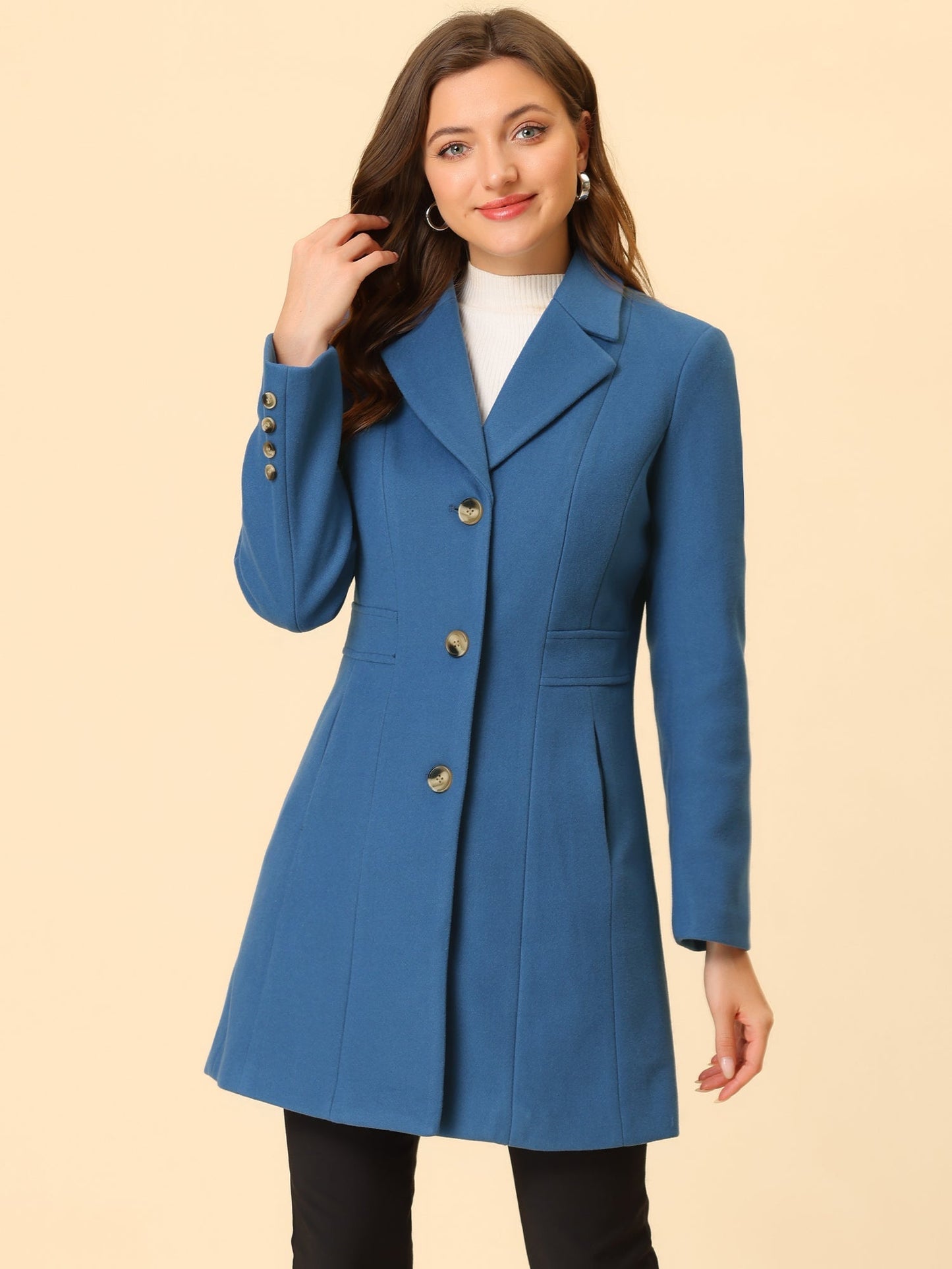 Abrigo largo de invierno para mujer con cierre de botones – ISABELÉA