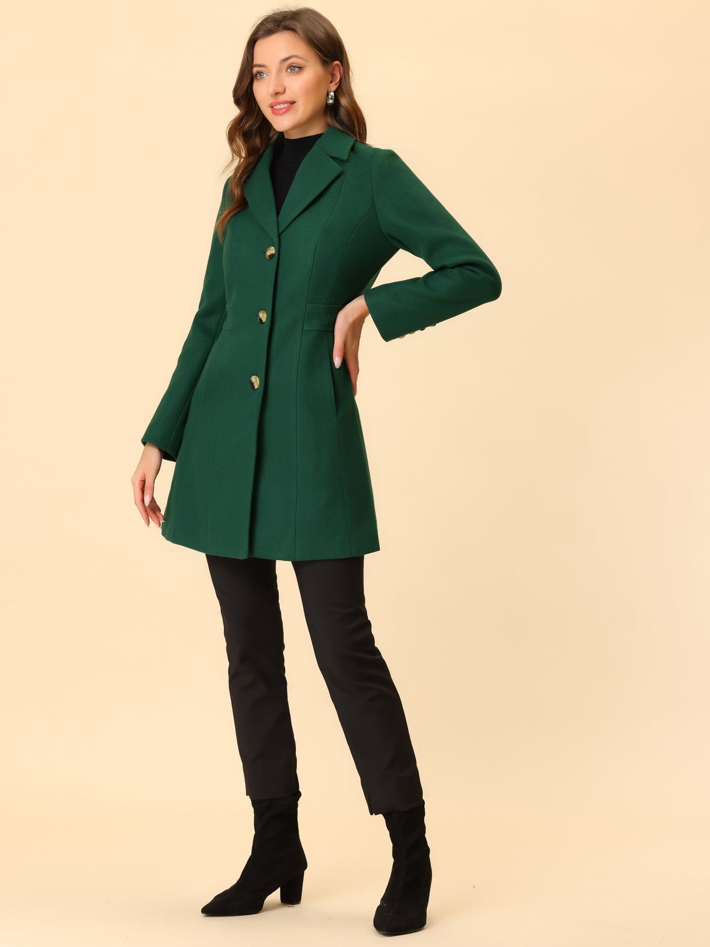 Abrigo largo de invierno para mujer con cierre de botones – ISABELÉA