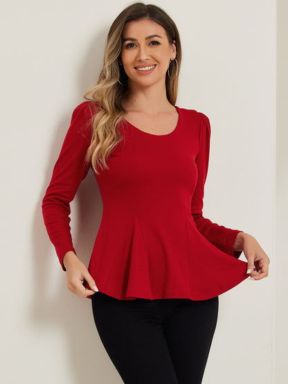 Camiseta básica de mujer con manga larga y cuello redondo – MILARA