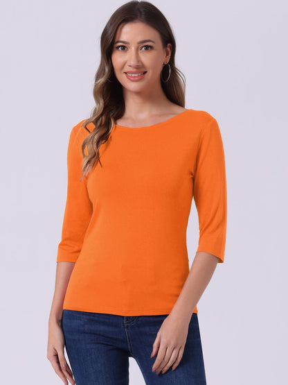 Camiseta de mujer con manga 3/4 y cuello redondo – LUNARA